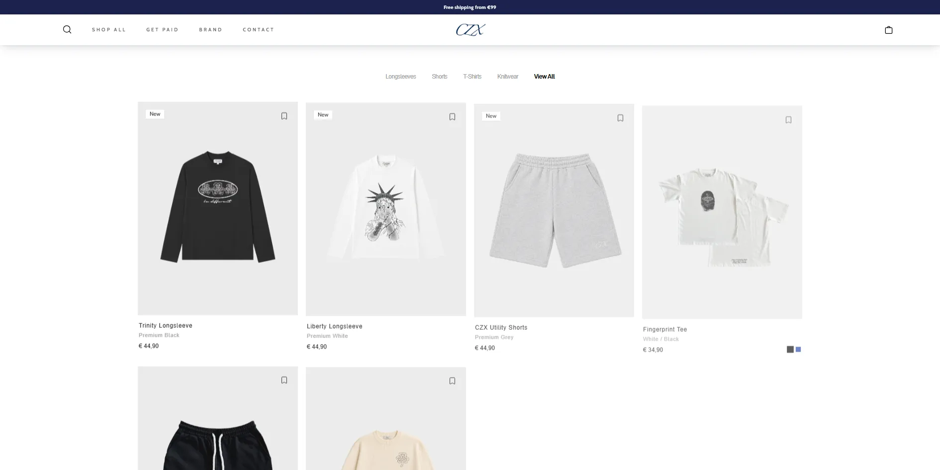 The live CAZOX shop page with the newest collection